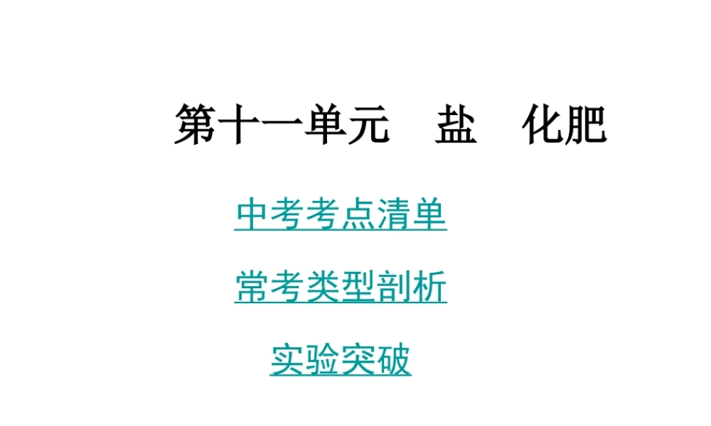 2014年中考化学总复习 考点清单 第一部分 基础知识讲解 第十一单元 盐 化肥课件