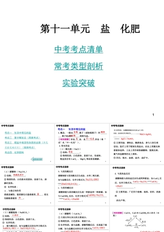 2014年中考化学总复习 考点清单 第一部分 基础知识讲解 第十一单元 盐 化肥课件