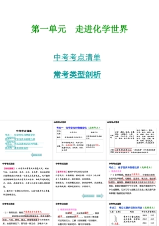 2014年中考化学总复习 考点清单 第一部分 基础知识讲解 第一单元 走进化学世界课件