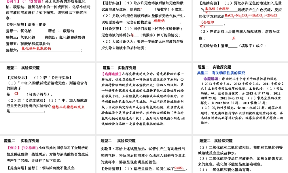 2014年中考化学总复习 重点题型突破课件