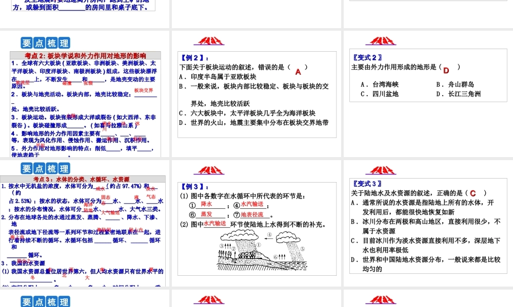 2014年中考科学第一轮复习 第四部分 地球、宇宙与空间科学 第57课 人类生存的地球课件