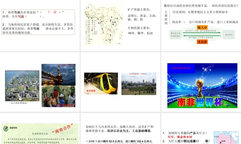 2014七年级地理下册《8.3撒哈拉以南的非洲》同步教学课件 （新版）新人教版