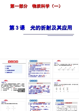 2014年中考科学第一轮复习 第一部分 物质科学（一）第3课 光的折射及其应用课件