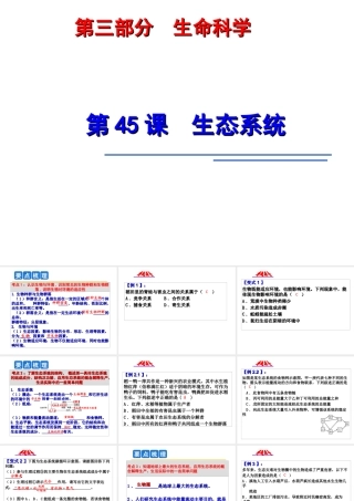 2014年科学中考第一轮复习 第三部分 生命科学 第45课 生态系统课件