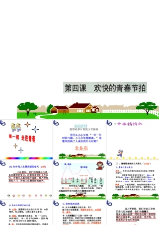 2014年秋七年级政治上册 第二单元 第四课 第一框 走进青春课件 （新版）新人教版