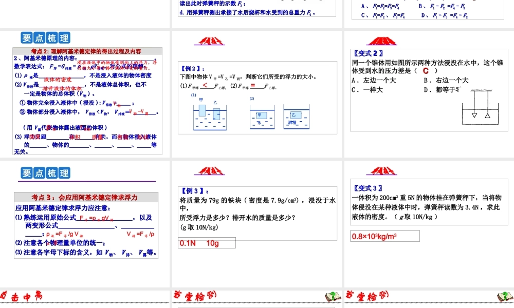 2014年中考科学第一轮复习 第一部分 物质科学（一）第11课 浮力及其计算课件