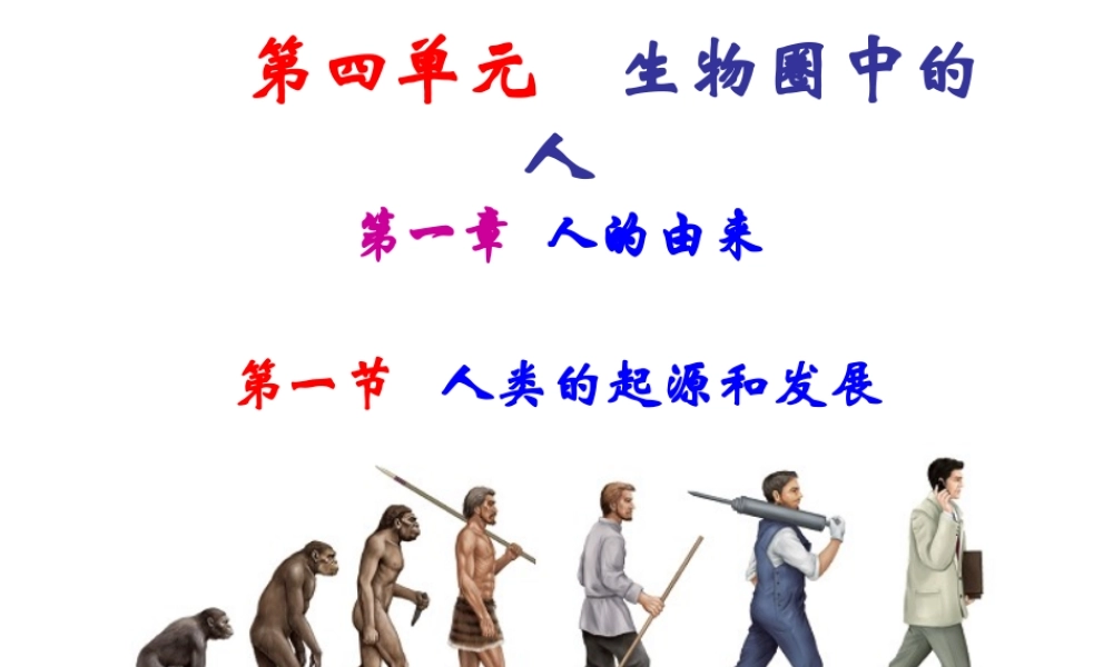 2014七年级生物下册 1.1 人类的起源和发展课件1 新人教版