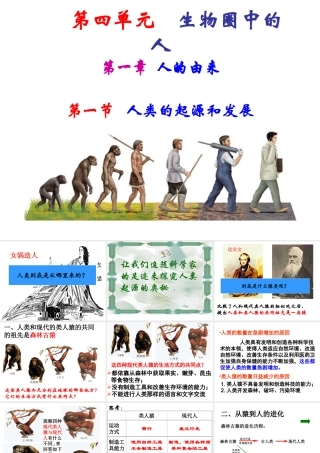 2014七年级生物下册 1.1 人类的起源和发展课件1 新人教版