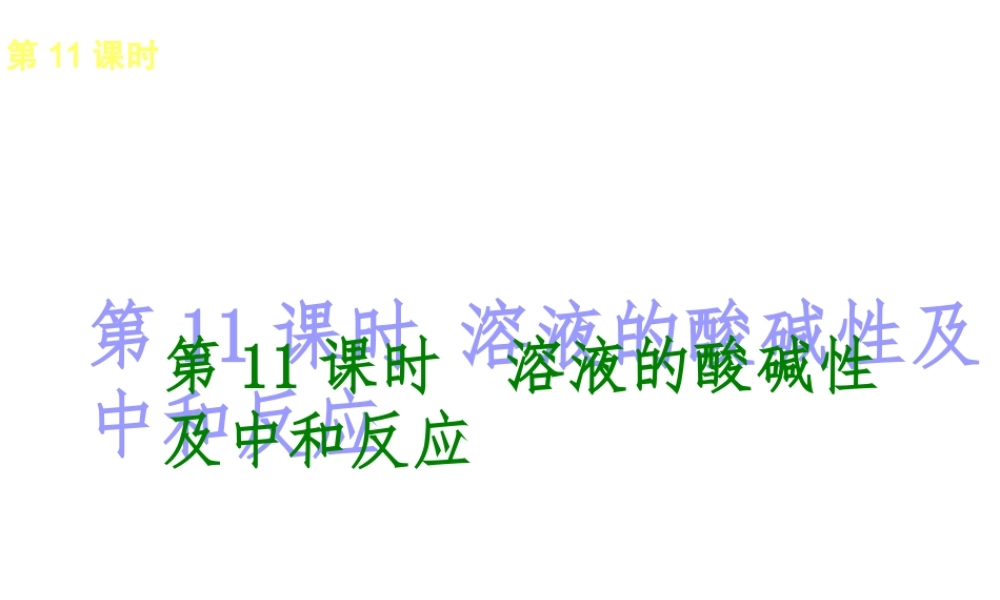 2014年中考化学一轮复习 第11课时 溶液的酸碱性及中和反应 （查漏补缺+专题专练）课件 鲁教版