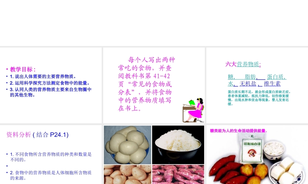 2014七年级生物下册 2.1 食物中的营养物质课件1 新人教版