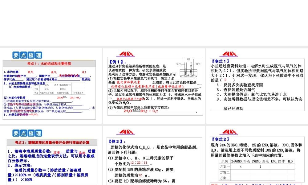 2014年科学中考科学第一轮复习 第二部分 物质科学（二）第32课 水课件