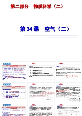 2014年科学中考科学第一轮复习 第二部分 物质科学（二）第34课 空气（二）课件