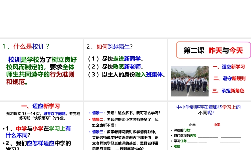 2014年秋七年级政治上册 第二课 适应新学习课件