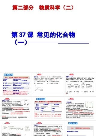 2014年科学中考科学第一轮复习 第二部分 物质科学（二）第37课 常见的化合物（一）课件