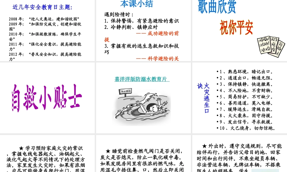 2014年秋七年级政治上册 第九课 第一框 遭遇险情有对策课件2 新人教版