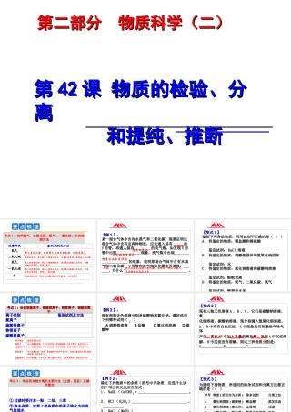 2014年科学中考科学第一轮复习 第二部分 物质科学（二）第42课 物质的检验、分离和提纯、推断课件