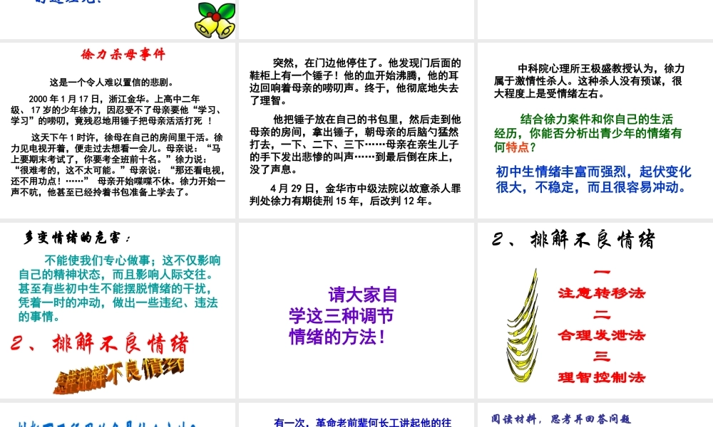 2014年秋七年级政治上册 第六课 第二框 学会调控情绪课件 新人教版