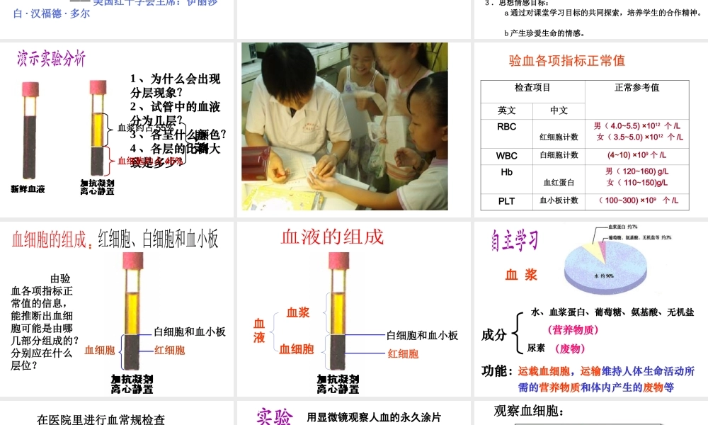 2014七年级生物下册 4.1 流动的组织---血液课件2 新人教版