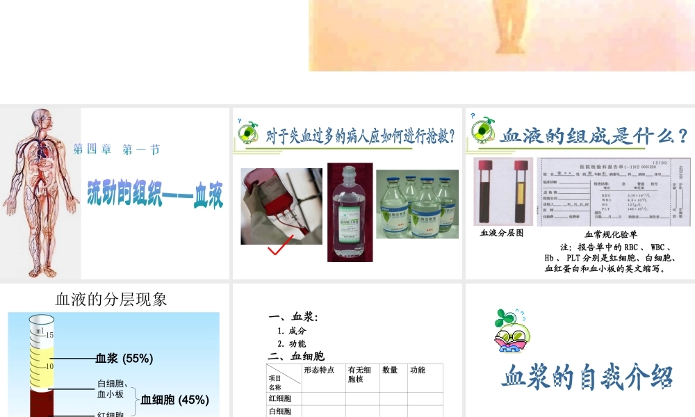 2014七年级生物下册 4.1 流动的组织——血液课件课件 新人教版