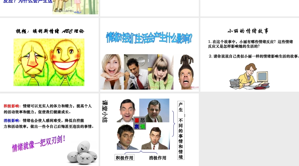 2014年秋七年级政治上册 第六课 第一框 丰富多样的情绪课件1 新人教版