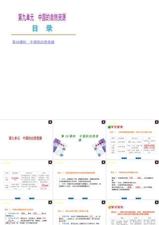 2014中考地理复习方案 第九单元 中国的自然资源（要点探究+考点聚焦，含2013中考真题）课件 湘教版