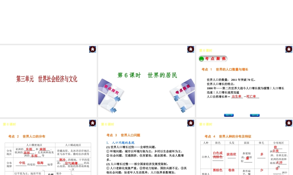 2014中考地理复习方案 第三单元 世界社会经济与文化（要点探究+考点聚焦，含2013中考真题）课件 湘教版