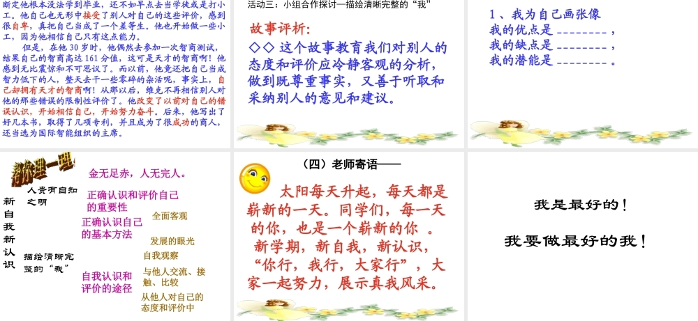 2014年秋七年级政治上册 第三课 第三框 新自我 新认识课件 鲁教版