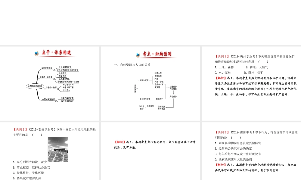 2014年秋八年级地理上册 第3章 中国的自然资源复习课件 （新版）湘教版