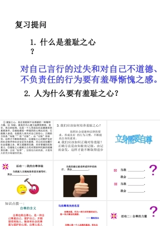 2014年秋七年级政治上册 第三课 立身需要自尊课件 苏教版