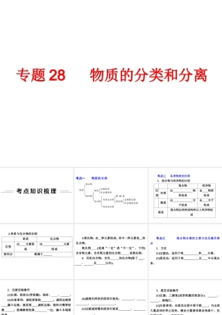 2014年中考科学专题复习 第三部分 物质科学二 28 物质的分类和分离课件