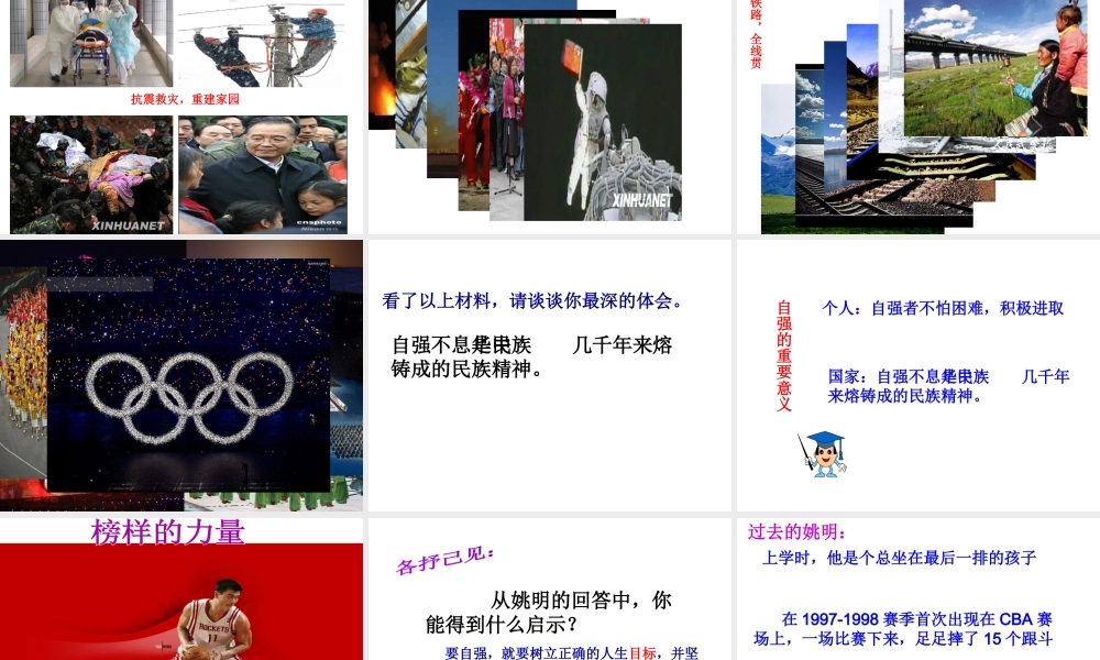 2014年秋七年级政治上册 第四单元 第八课 第二框 描绘自强人生课件 （新版）鲁教版