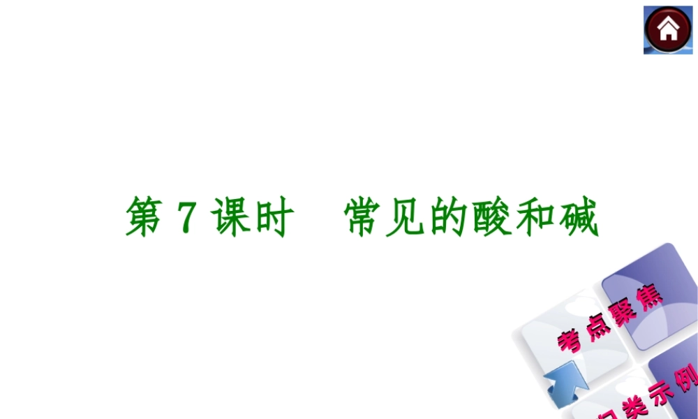 2014中考化学复习方案 第7课时 常见的酸和碱（考点聚焦+归类示例，含2013中考真题）权威课件