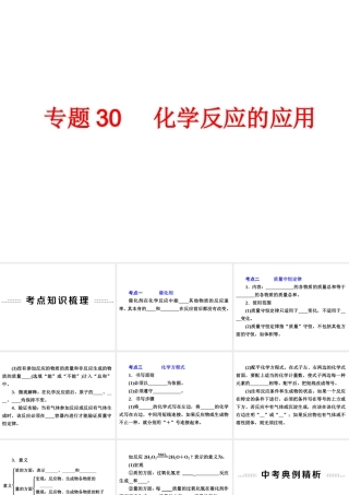 2014年中考科学专题复习 第三部分 物质科学二 30 化学反应的应用课件