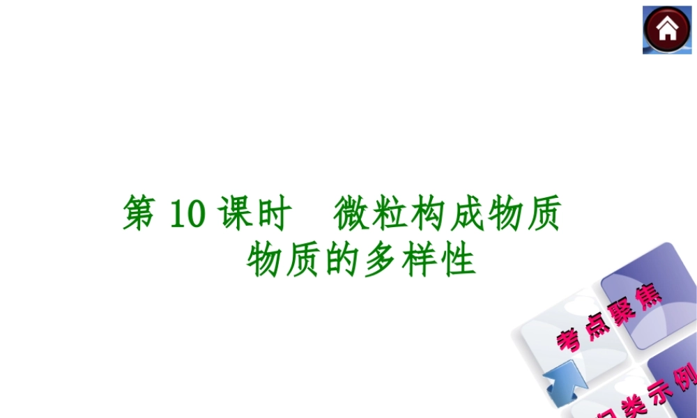 2014中考化学复习方案 第10课时 微粒构成物质 物质的多样性（考点聚焦+归类示例，含2013中考真题）权威课件