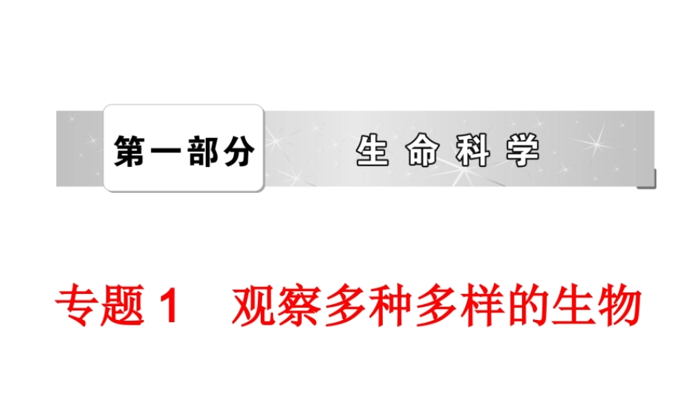 2014年中考科学专题复习 第一部分 生命科学 1 观察多种多样的生物课件