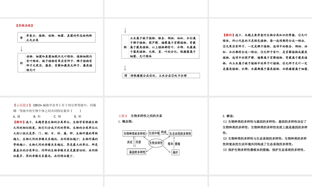 2014年秋八年级生物上册 6.3 保护生物的多样性复习课件 （新版）新人教版
