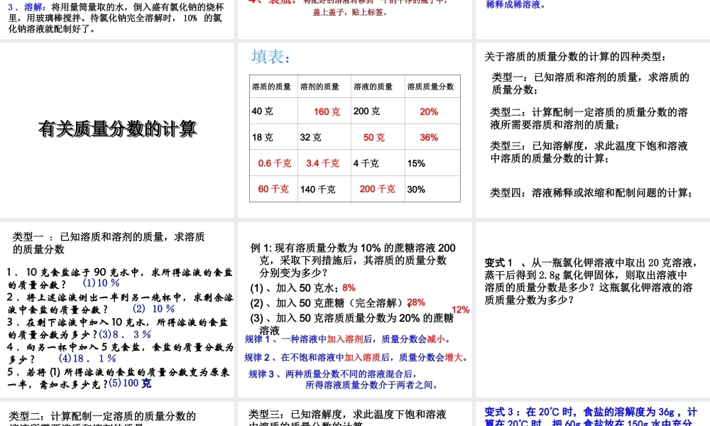 2014秋八年级科学上册 1.5 物质的溶解（第四课时）课件 浙教版