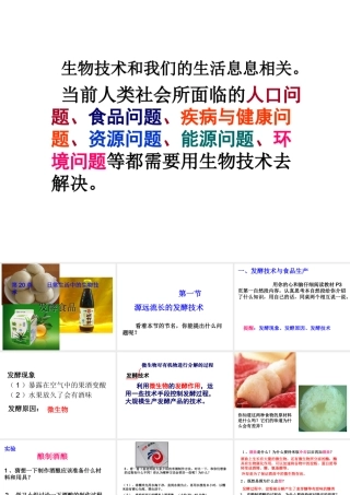 2014年秋八年级生物上册 第二十章 第一节 源远流长的发酵技术课件 苏教版