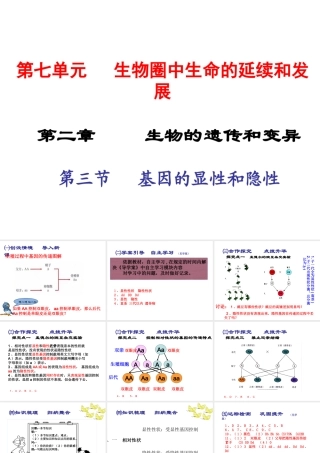 2015春八年级生物下册 第七单元 第二章 第三节 基因的显性和隐性课件 新人教版