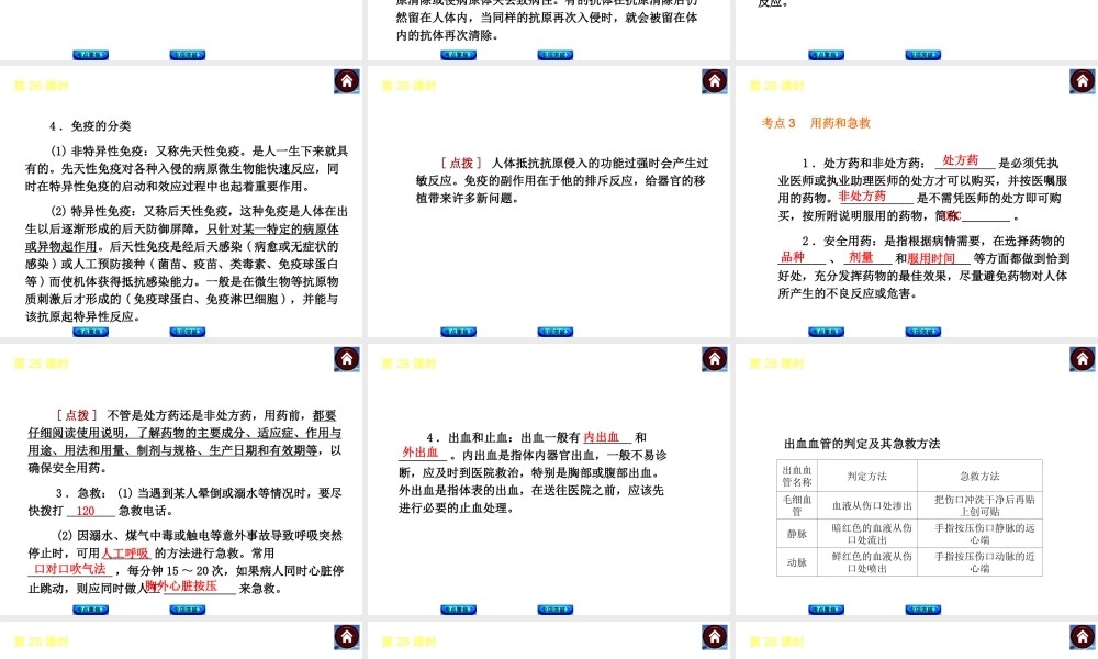 2014中考生物复习方案 健康地生活（考点聚焦+专项突破，含2013试题）课件 新人教版