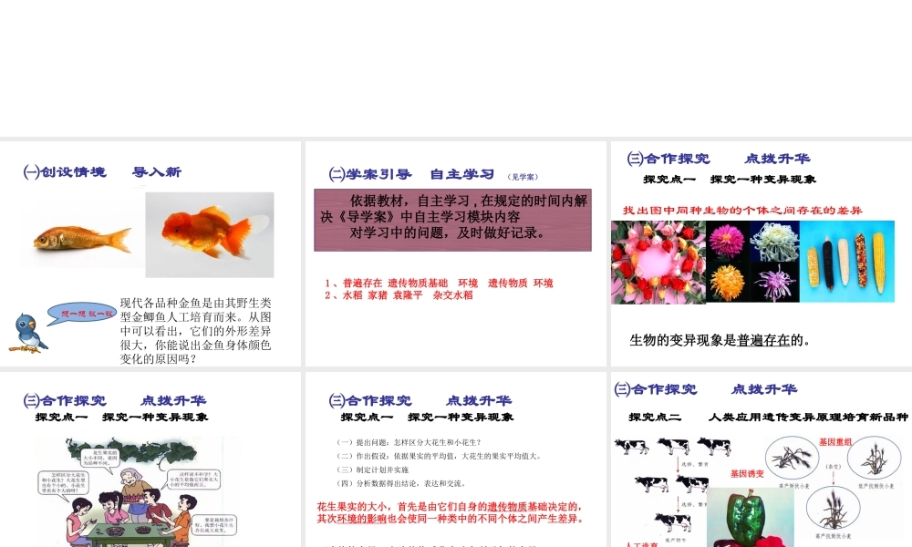 2015春八年级生物下册 第七单元 第二章 第五节 生物的变异课件 新人教版