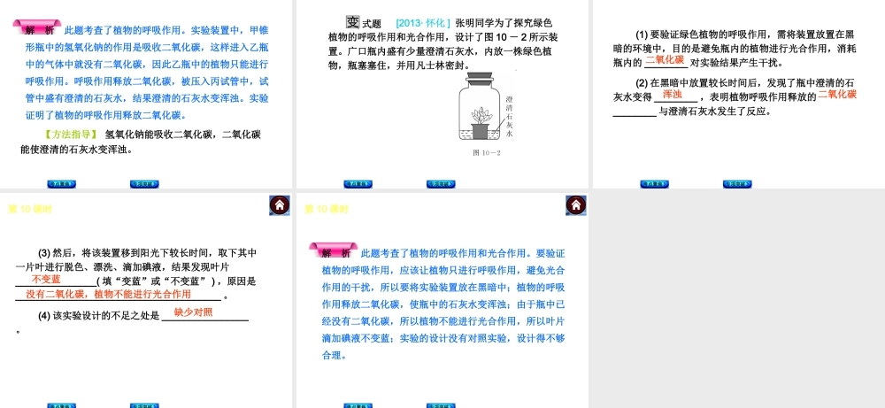 2014中考生物复习方案 绿色植物的呼吸作用（考点聚焦+专项突破，含2013试题）课件 新人教版