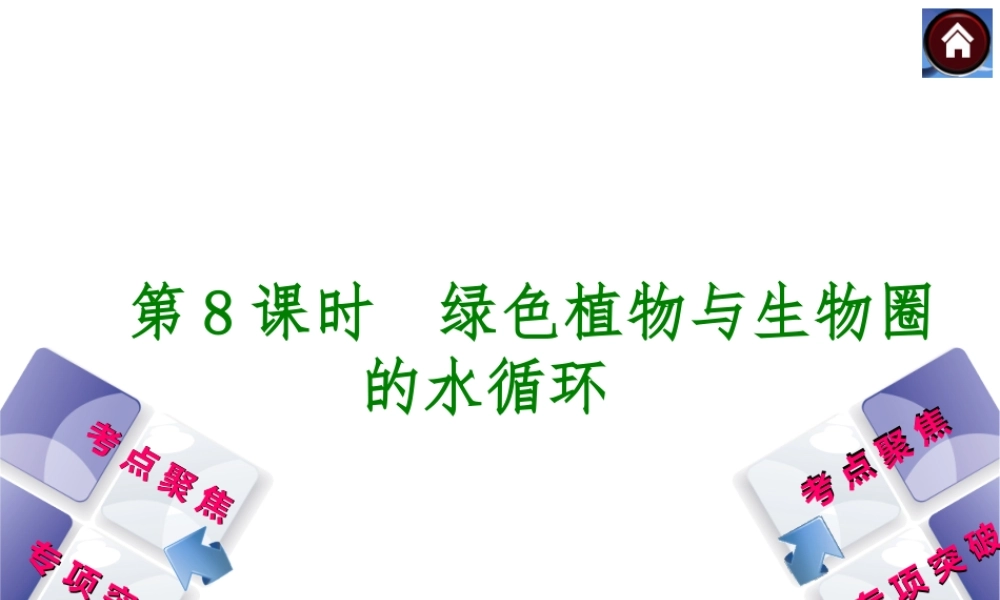 2014中考生物复习方案 绿色植物与生物圈的水循环（考点聚焦+专项突破，含2013试题）课件 新人教版