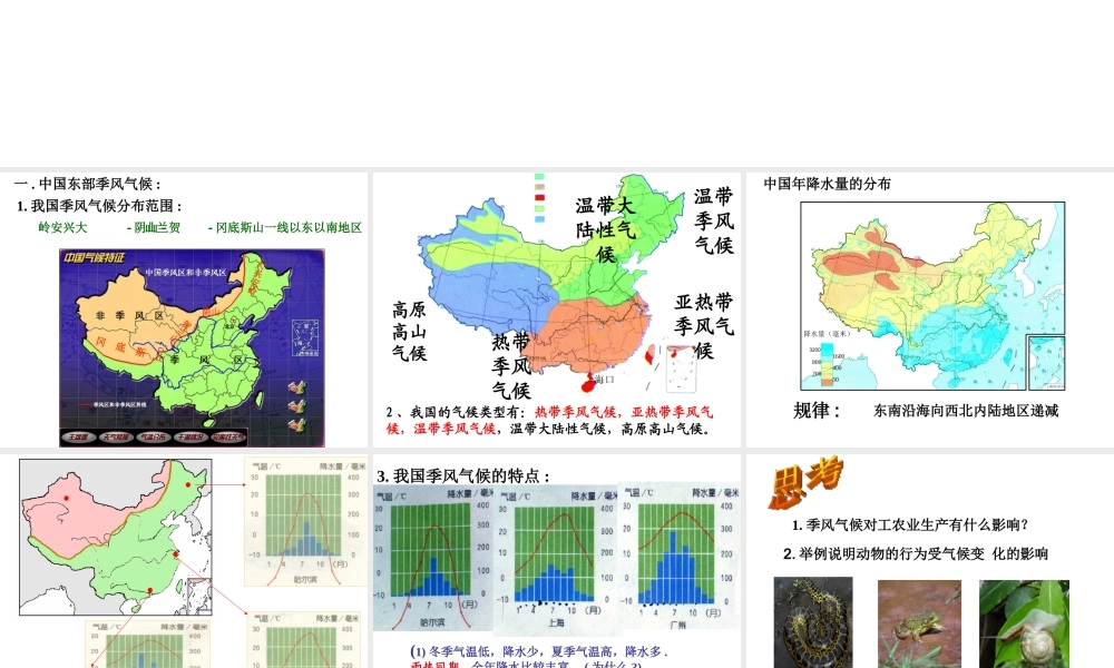 2014秋八年级科学上册 2.7 我国的气候特征和主要气象灾害课件 浙教版