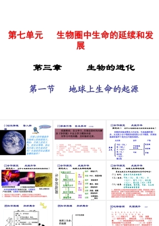 2015春八年级生物下册 第七单元 第三章 第一节 地球上生命的起源课件 新人教版