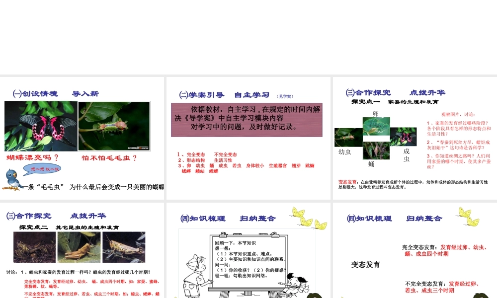 2015春八年级生物下册 第七单元 第一章 第二节 昆虫的生殖和发育课件 新人教版