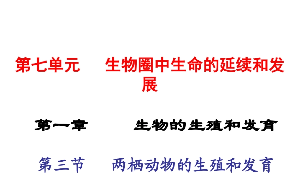 2015春八年级生物下册 第七单元 第一章 第三节 两栖动物的生殖和发育课件 新人教版