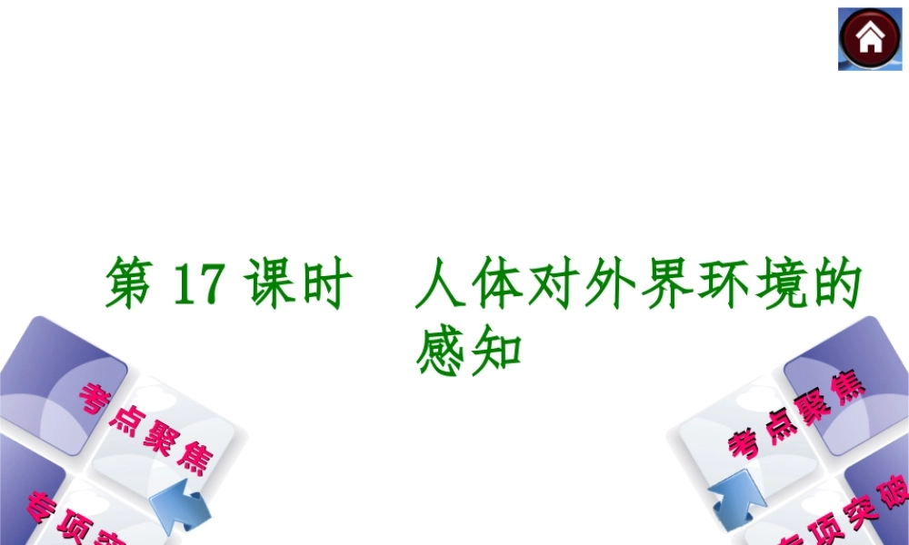 2014中考生物复习方案 人体对外界环境的感知（考点聚焦+专项突破，含2013试题）课件 新人教版