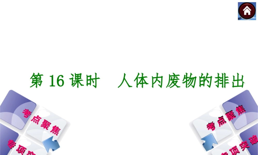 2014中考生物复习方案 人体内废物的排出（考点聚焦+专项突破，含2013试题）课件 新人教版