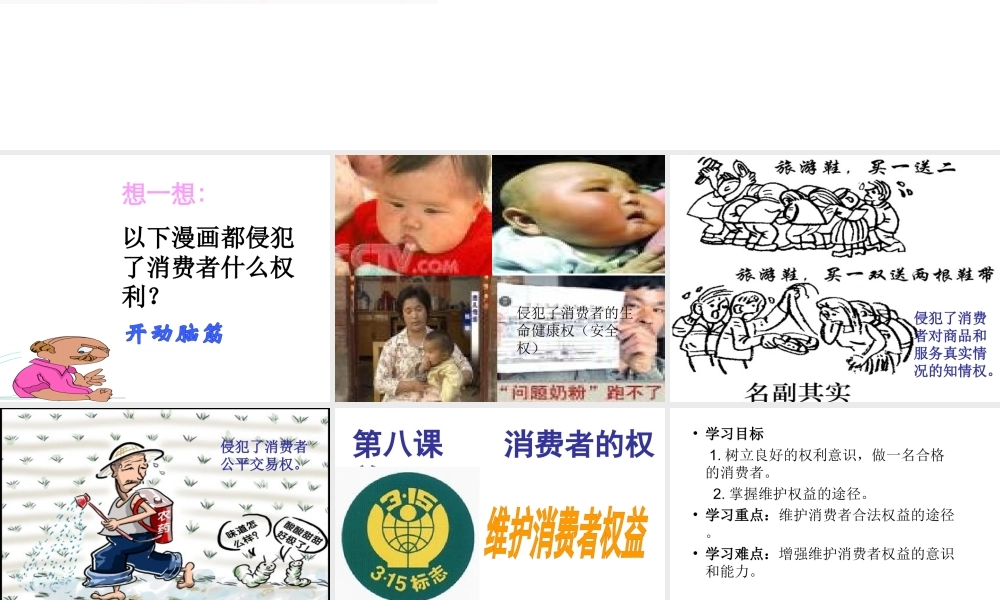 2015春八年级政治下册 第八课 第二框 维护消费者权益课件2 新人教版